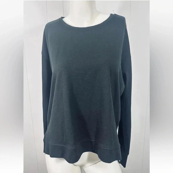 Victorias Secret Sport Black Pullover Sweatshirt Keyhole Open Back High Low Sz M - Picture 1 of 10